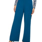 Calça feminina DKNY com zíper lateral e perna larga, azul, tamanho 14