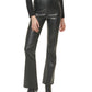 Calça flare feminina DKNY Boreum de couro sintético, preta, tamanho 30