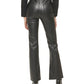 Calça flare feminina DKNY Boreum de couro sintético, preta, tamanho 30