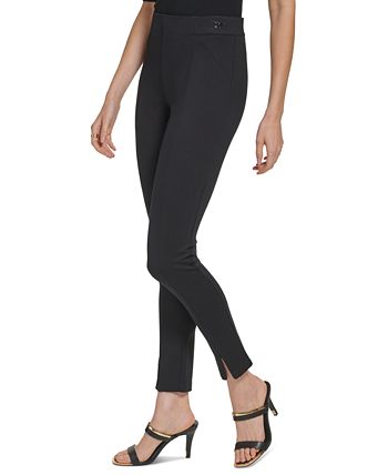 Calça Ponte Feminina DKNY Front Slip Pull On Preta Tamanho Grande