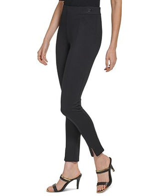 DKNY Women's Front Slip Pull-On Ponte Pants Black Size Medium