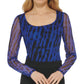 Body de malha com estampa de cobra DKNY feminino, azul, tamanho extragrande