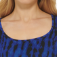 Body de malha com estampa de cobra DKNY feminino, azul, tamanho extragrande