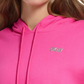 Moletom com capuz feminino DKNY com logotipo metálico rosa, tamanho P