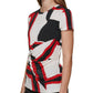 Blusa de malha feminina DKNY com estampa de nó lateral e manga curta, vermelha, tamanho pequeno