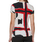 Blusa de malha feminina DKNY com estampa de nó lateral e manga curta, vermelha, tamanho pequeno