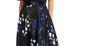 Vestido midi envolvente com cinto DKNY feminino, preto, tamanho 2