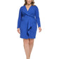Vestido feminino DKNY com decote em V e manga comprida, torcido na frente, azul, tamanho 18W