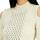 Suéter Donna Karan Feminino com Corrente de Cristal e Ombros Vazados, Branco, Tamanho XX-S