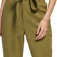 Calça feminina DKNY de camurça sintética com amarração frontal e cintura alta, verde, tamanho 12