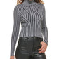 Suéter feminino DKNY com estampa de gola alta e manga comprida, cinza, tamanho X-S