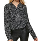 DKNY Feminino Estampa Estrela Botões Frontais Cano Alto Baixo Preto Tamanho Médio