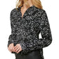 DKNY Feminino Estampa Estrela Botões Frontais Cano Alto Baixo Preto Tamanho Médio