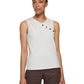 Blusa feminina DKNY sem mangas com decote assimétrico e detalhes embelezados, branca, tamanho pequeno