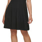Vestido feminino DKNY com manga curta e recorte flare, preto, tamanho 14