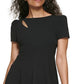 Vestido feminino DKNY com manga curta e recorte flare, preto, tamanho 14