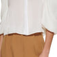 Blusa curta de cetim feminina DKNY com manga bufante, branca, tamanho grande