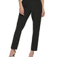 Calça feminina DKNY de cintura média com aba estendida e perna reta, preta, tamanho 12