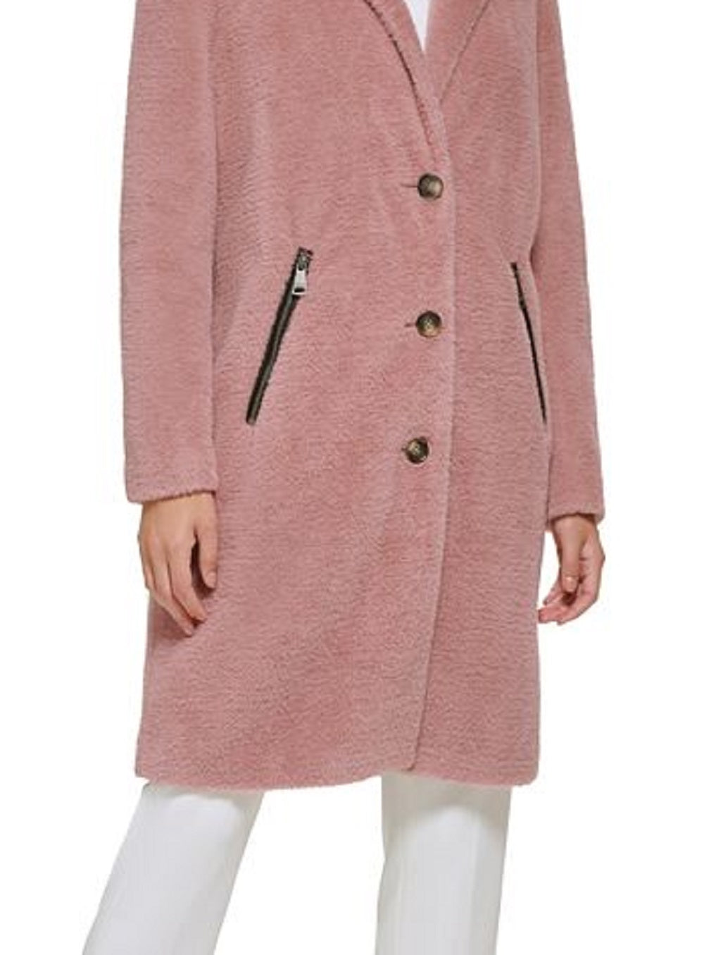 Casaco Teddy Feminino DKNY Rosa Tamanho Pequeno Pequeno