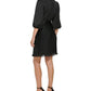 Vestido envelope falso com mangas bufantes e pregas DKNY feminino, preto, tamanho 16