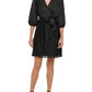 Vestido curto plissado feminino DKNY, preto, tamanho 6