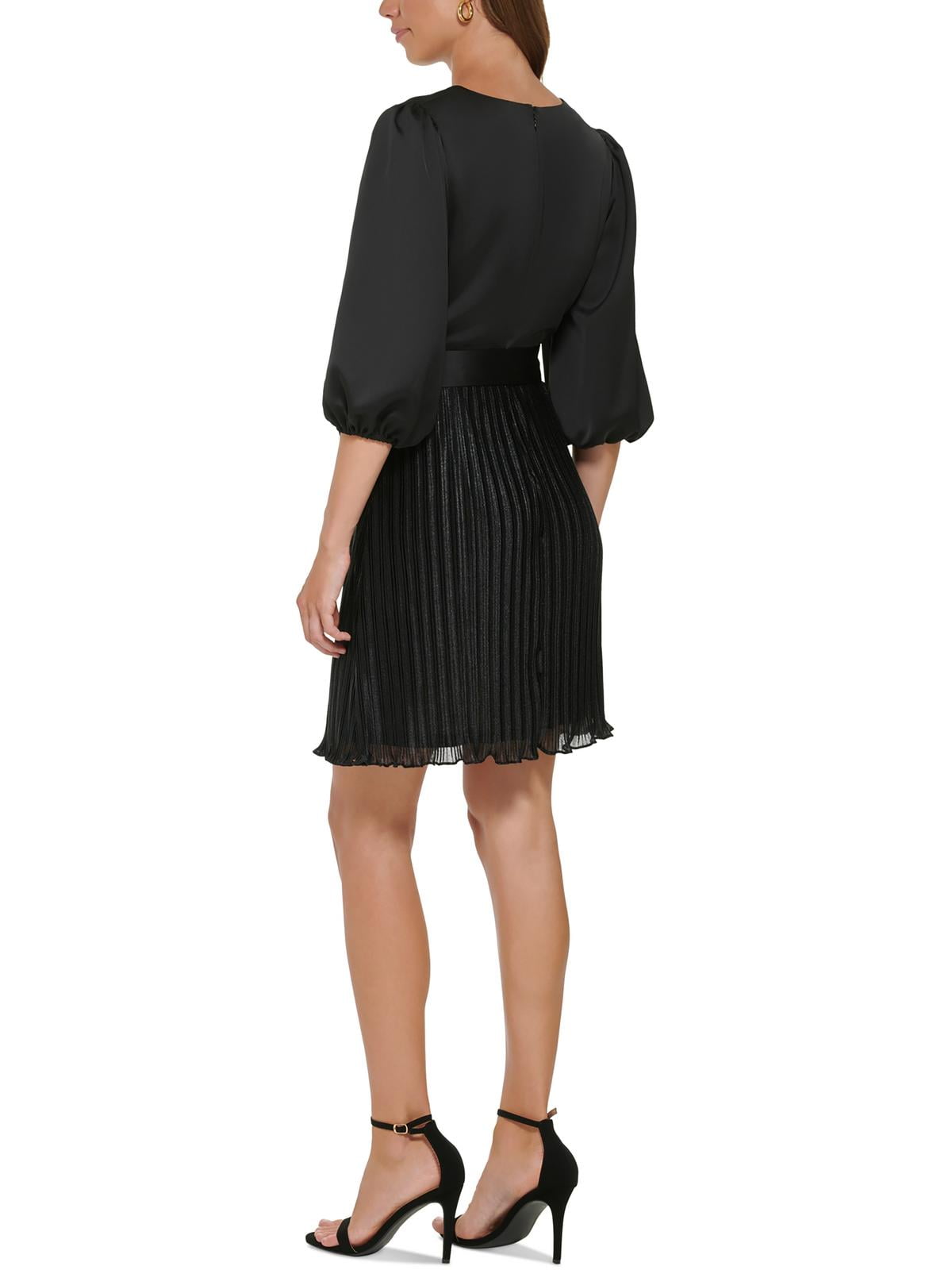 Vestido curto plissado feminino DKNY, preto, tamanho 6