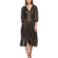Vestido envelope feminino DKNY em chiffon metálico sintético, preto, tamanho 14