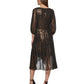 Vestido envelope feminino DKNY em chiffon metálico sintético, preto, tamanho 14