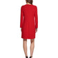 Vestido feminino DKNY com babados em cascata e manga comprida, vermelho, tamanho 2