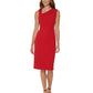 Vestido midi franzido com decote assimétrico feminino DKNY, vermelho, tamanho 12