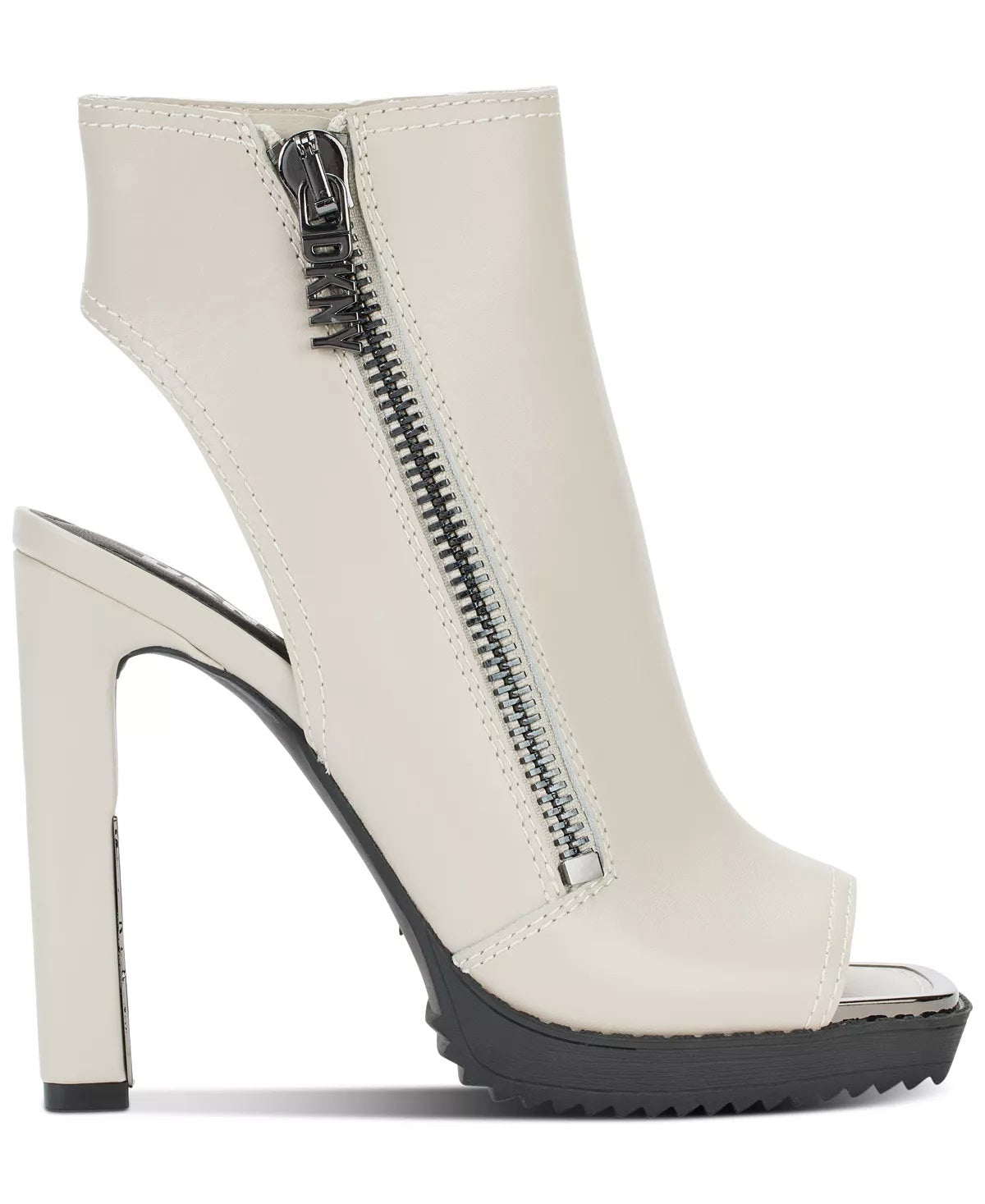 DKNY Malia Square Toe Zip Shooties Feminino Branco Tamanho 8,5