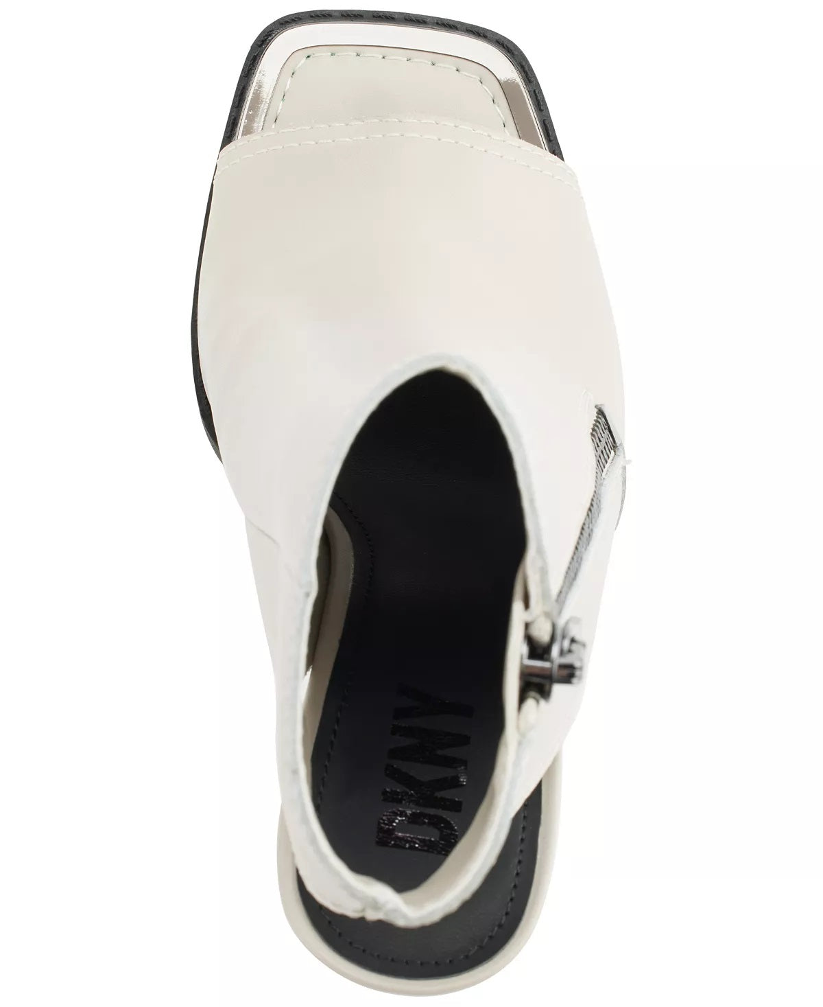DKNY Malia Square Toe Zip Shooties Feminino Branco Tamanho 8,5