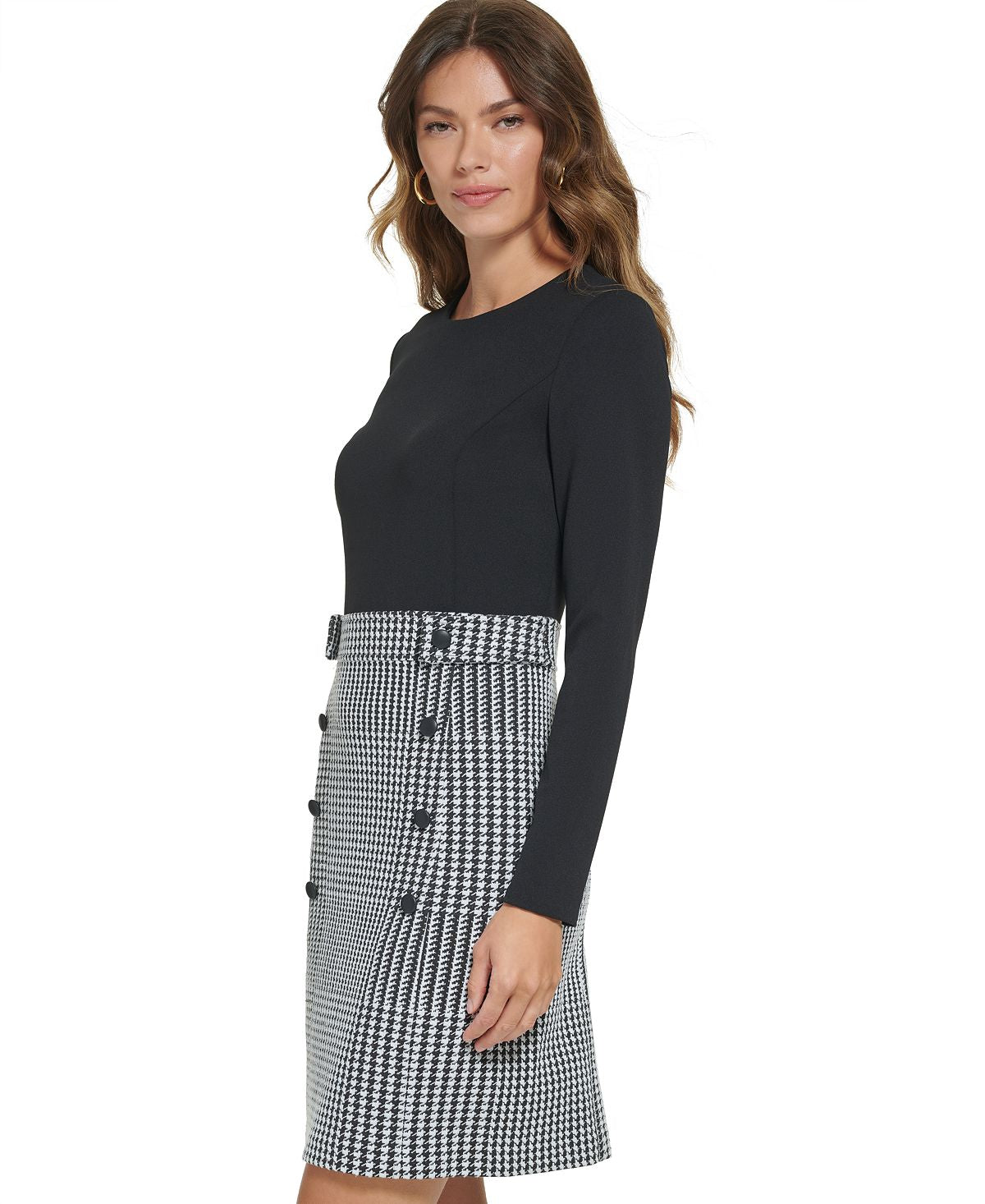 Vestido justo de crepe Scuba feminino DKNY cinza tamanho 8