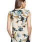 Blusa feminina DKNY estampada com botões de um quarto e gola redonda, branca, tamanho X-S