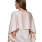 Blusa feminina DKNY com sobreposição de capa e gola redonda, rosa, tamanho grande