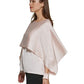 Blusa feminina DKNY com sobreposição de capa e gola redonda, rosa, tamanho grande