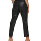 Calça feminina DKNY de couro sintético com cintura alta e amarração no tornozelo, preta, tamanho 10