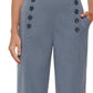 Calça de marinheiro feminina DKNY cintura alta perna larga com botões na frente azul tamanho 18