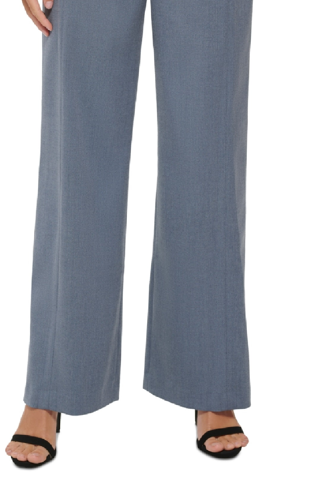 Calça de marinheiro feminina DKNY cintura alta perna larga com botões na frente azul tamanho 18