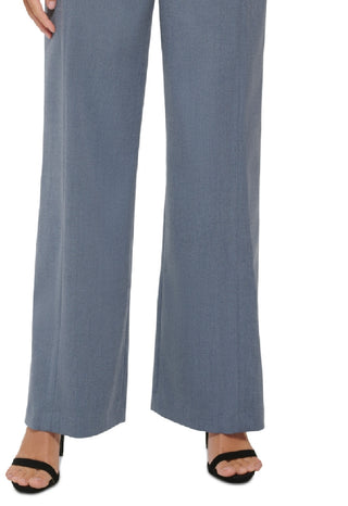 Calça de marinheiro feminina DKNY cintura alta perna larga com botões na frente azul tamanho 2