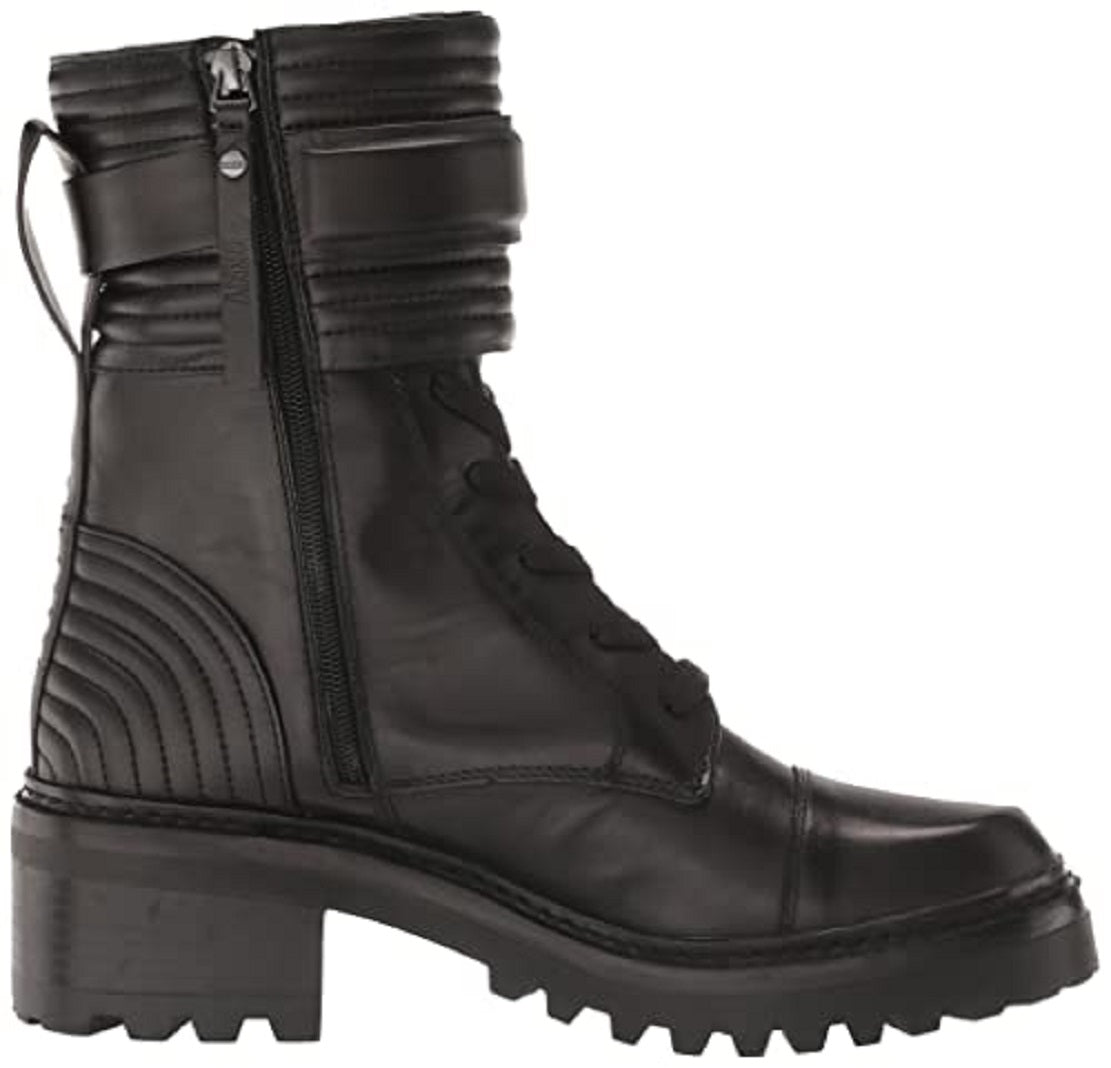 Bota de combate feminina DKNY Basia, preta, tamanho 5