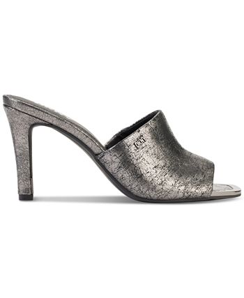 Sandália feminina DKNY Bronx Slip On Mule Cinza Tamanho 7,5