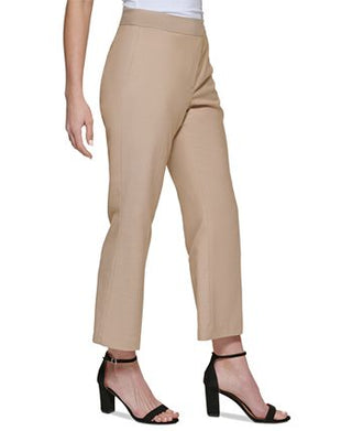 Calça cropped feminina DKNY de cintura média e perna larga, marrom, tamanho 12