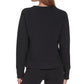 Moletom feminino DKNY com estampa de logotipo de strass e gola redonda, preto, tamanho médio