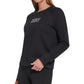 Moletom feminino DKNY com estampa de logotipo de strass e gola redonda, preto, tamanho médio