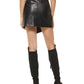 Minissaia feminina DKNY de couro sintético, preta, tamanho 4