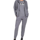 Moletom com capuz feminino DKNY com logotipo metálico em dois tons, cinza, tamanho extragrande