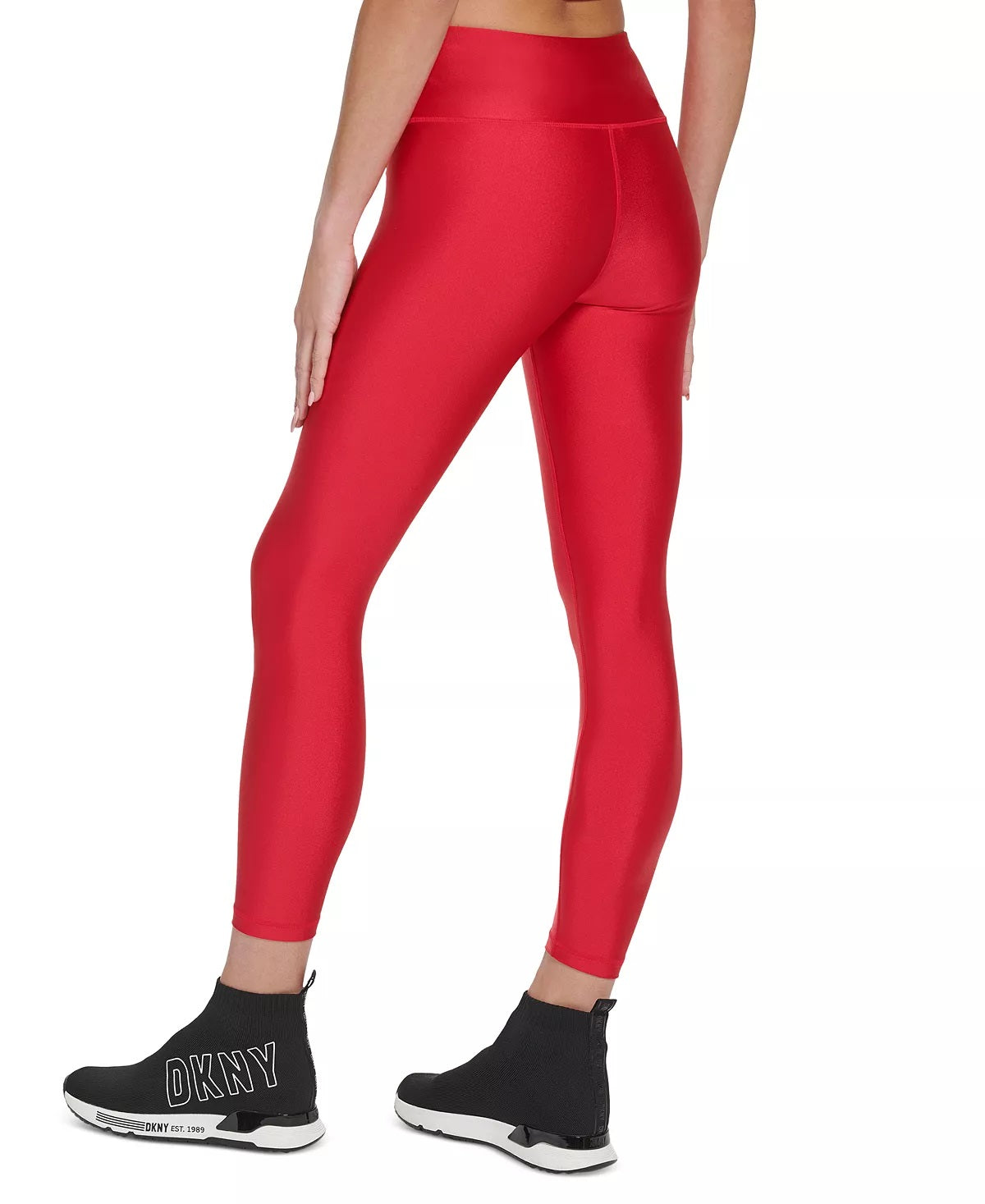 Leggings femininas DKNY High Shine 7/8 vermelhas tamanho X-G