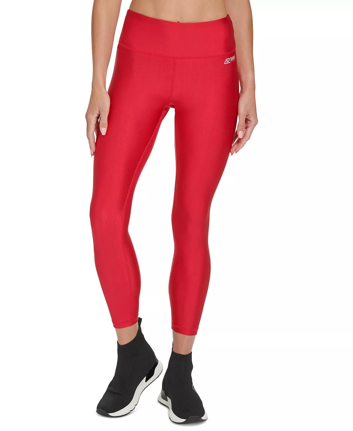 Leggings femininas DKNY High Shine 7/8 vermelhas tamanho X-G