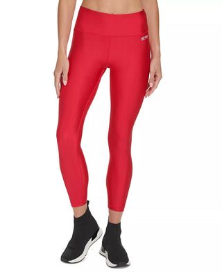 Leggings femininas DKNY High Shine 7/8 vermelhas tamanho X-G